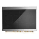 ILVE Majestic III 40-Inch Induction Range with 6 Induction Elements and Triple Glass Door Electric Oven in Blue Grey with Brass Trim (UMDIB40NR3BGG)