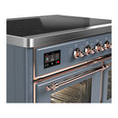 ILVE Majestic III 40-Inch Induction Range with 6 Induction Elements and Triple Glass Door Electric Oven in Blue Grey with Copper Trim (UMDIB40NR3BGP)