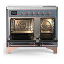 ILVE Majestic III 40-Inch Induction Range with 6 Induction Elements and Triple Glass Door Electric Oven in Blue Grey with Copper Trim (UMDIB40NR3BGP)
