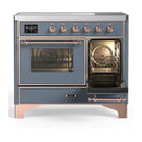 ILVE Majestic III 40-Inch Induction Range with 6 Induction Elements and Triple Glass Door Electric Oven in Blue Grey with Copper Trim (UMDIB40NR3BGP)