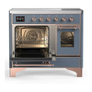 ILVE Majestic III 40-Inch Induction Range with 6 Induction Elements and Triple Glass Door Electric Oven in Blue Grey with Copper Trim (UMDIB40NR3BGP)