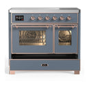 ILVE Majestic III 40-Inch Induction Range with 6 Induction Elements and Triple Glass Door Electric Oven in Blue Grey with Copper Trim (UMDIB40NR3BGP)