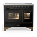 ILVE Majestic III 40-Inch Induction Range with 6 Induction Elements and Triple Glass Door Electric Oven in Glossy Black with Burnished Trim (UMDIB40NR3BKB)