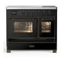 ILVE Majestic III 40-Inch Induction Range with 6 Induction Elements and Triple Glass Door Electric Oven in Glossy Black with Burnished Trim (UMDIB40NR3BKB)