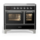 ILVE Majestic III 40-Inch Induction Range with 6 Induction Elements and Triple Glass Door Electric Oven in Glossy Black with Chrome Trim (UMDIB40NR3BKC)