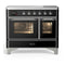 ILVE Majestic III 40-Inch Induction Range with 6 Induction Elements and Triple Glass Door Electric Oven in Glossy Black with Chrome Trim (UMDIB40NR3BKC)