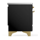 ILVE Majestic III 40-Inch Induction Range with 6 Induction Elements and Triple Glass Door Electric Oven in Glossy Black with Brass Trim (UMDIB40NR3BKG)