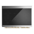 ILVE Majestic III 40-Inch Induction Range with 6 Induction Elements and Triple Glass Door Electric Oven in Glossy Black with Brass Trim (UMDIB40NR3BKG)