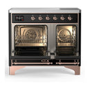 ILVE Majestic III 40-Inch Induction Range with 6 Induction Elements and Triple Glass Door Electric Oven in Glossy Black with Copper Trim (UMDIB40NR3BKP)