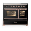 ILVE Majestic III 40-Inch Induction Range with 6 Induction Elements and Triple Glass Door Electric Oven in Glossy Black with Copper Trim (UMDIB40NR3BKP)
