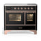 ILVE Majestic III 40-Inch Induction Range with 6 Induction Elements and Triple Glass Door Electric Oven in Glossy Black with Copper Trim (UMDIB40NR3BKP)