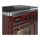 ILVE Majestic III 40-Inch Induction Range with 6 Induction Elements and Triple Glass Door Electric Oven in Burgundy with Burnished Trim (UMDIB40NR3BUB)