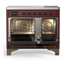 ILVE Majestic III 40-Inch Induction Range with 6 Induction Elements and Triple Glass Door Electric Oven in Burgundy with Burnished Trim (UMDIB40NR3BUB)
