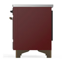 ILVE Majestic III 40-Inch Induction Range with 6 Induction Elements and Triple Glass Door Electric Oven in Burgundy with Burnished Trim (UMDIB40NR3BUB)