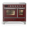 ILVE Majestic III 40-Inch Induction Range with 6 Induction Elements and Triple Glass Door Electric Oven in Burgundy with Chrome Trim (UMDIB40NR3BUC)