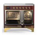 ILVE Majestic III 40-Inch Induction Range with 6 Induction Elements and Triple Glass Door Electric Oven in Burgundy with Brass Trim (UMDIB40NR3BUG)