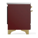 ILVE Majestic III 40-Inch Induction Range with 6 Induction Elements and Triple Glass Door Electric Oven in Burgundy with Brass Trim (UMDIB40NR3BUG)