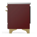 ILVE Majestic III 40-Inch Induction Range with 6 Induction Elements and Triple Glass Door Electric Oven in Burgundy with Brass Trim (UMDIB40NR3BUG)