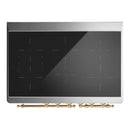 ILVE Majestic III 40-Inch Induction Range with 6 Induction Elements and Triple Glass Door Electric Oven in Burgundy with Brass Trim (UMDIB40NR3BUG)