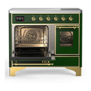 ILVE Majestic III 40-Inch Induction Range with 6 Induction Elements and Triple Glass Door Electric Oven in Emerald Green with Brass Trim (UMDIB40NR3EGG)