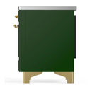 ILVE Majestic III 40-Inch Induction Range with 6 Induction Elements and Triple Glass Door Electric Oven in Emerald Green with Brass Trim (UMDIB40NR3EGG)