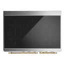 ILVE Majestic III 40-Inch Induction Range with 6 Induction Elements and Triple Glass Door Electric Oven in Emerald Green with Brass Trim (UMDIB40NR3EGG)