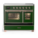 ILVE Majestic III 40-Inch Induction Range with 6 Induction Elements and Triple Glass Door Electric Oven in Emerald Green with Copper Trim (UMDIB40NR3EGP)