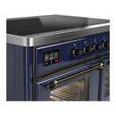 ILVE Majestic III 40-Inch Induction Range with 6 Induction Elements and Triple Glass Door Electric Oven in Mightnight Blue with Burnished Trim (UMDIB40NR3MBB)