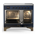ILVE Majestic III 40-Inch Induction Range with 6 Induction Elements and Triple Glass Door Electric Oven in Mightnight Blue with Burnished Trim (UMDIB40NR3MBB)