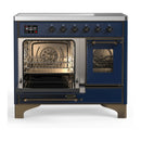 ILVE Majestic III 40-Inch Induction Range with 6 Induction Elements and Triple Glass Door Electric Oven in Mightnight Blue with Burnished Trim (UMDIB40NR3MBB)