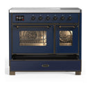 ILVE Majestic III 40-Inch Induction Range with 6 Induction Elements and Triple Glass Door Electric Oven in Mightnight Blue with Burnished Trim (UMDIB40NR3MBB)