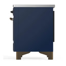 ILVE Majestic III 40-Inch Induction Range with 6 Induction Elements and Triple Glass Door Electric Oven in Mightnight Blue with Burnished Trim (UMDIB40NR3MBB)