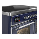ILVE Majestic III 40-Inch Induction Range with 6 Induction Elements and Triple Glass Door Electric Oven in Mightnight Blue with Chrome Trim (UMDIB40NR3MBC)