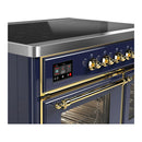 ILVE Majestic III 40-Inch Induction Range with 6 Induction Elements and Triple Glass Door Electric Oven in Mightnight Blue with Brass Trim (UMDIB40NR3MBG)