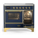 ILVE Majestic III 40-Inch Induction Range with 6 Induction Elements and Triple Glass Door Electric Oven in Mightnight Blue with Brass Trim (UMDIB40NR3MBG)