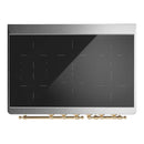 ILVE Majestic III 40-Inch Induction Range with 6 Induction Elements and Triple Glass Door Electric Oven in Mightnight Blue with Brass Trim (UMDIB40NR3MBG)