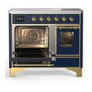 ILVE Majestic III 40-Inch Induction Range with 6 Induction Elements and Triple Glass Door Electric Oven in Mightnight Blue with Brass Trim (UMDIB40NR3MBG)