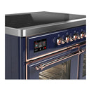 ILVE Majestic III 40-Inch Induction Range with 6 Induction Elements and Triple Glass Door Electric Oven in Mightnight Blue with Copper Trim (UMDIB40NR3MBP)