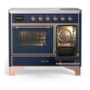 ILVE Majestic III 40-Inch Induction Range with 6 Induction Elements and Triple Glass Door Electric Oven in Mightnight Blue with Copper Trim (UMDIB40NR3MBP)