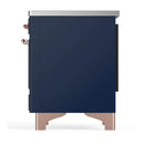 ILVE Majestic III 40-Inch Induction Range with 6 Induction Elements and Triple Glass Door Electric Oven in Mightnight Blue with Copper Trim (UMDIB40NR3MBP)