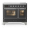 ILVE Majestic III 40-Inch Induction Range with 6 Induction Elements and Triple Glass Door Electric Oven in Matte Graphite with Chrome Trim (UMDIB40NR3MGC)