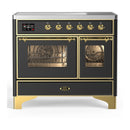 ILVE Majestic III 40-Inch Induction Range with 6 Induction Elements and Triple Glass Door Electric Oven in Matte Graphite with Brass Trim (UMDIB40NR3MGG)
