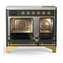 ILVE Majestic III 40-Inch Induction Range with 6 Induction Elements and Triple Glass Door Electric Oven in Matte Graphite with Brass Trim (UMDIB40NR3MGG)