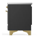ILVE Majestic III 40-Inch Induction Range with 6 Induction Elements and Triple Glass Door Electric Oven in Matte Graphite with Brass Trim (UMDIB40NR3MGG)
