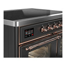 ILVE Majestic III 40-Inch Induction Range with 6 Induction Elements and Triple Glass Door Electric Oven in Matte Graphite with Copper Trim (UMDIB40NR3MGP)