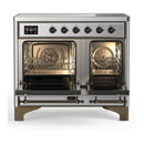 ILVE Majestic III 40-Inch Induction Range with 6 Induction Elements and Triple Glass Door Electric Oven in Stainless Steel with Burnished Trim (UMDIB40NR3SSB)