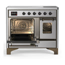 ILVE Majestic III 40-Inch Induction Range with 6 Induction Elements and Triple Glass Door Electric Oven in Stainless Steel with Burnished Trim (UMDIB40NR3SSB)