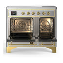 ILVE Majestic III 40-Inch Induction Range with 6 Induction Elements and Triple Glass Door Electric Oven in Stainless Steel with Brass Trim (UMDIB40NR3SSG)