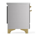 ILVE Majestic III 40-Inch Induction Range with 6 Induction Elements and Triple Glass Door Electric Oven in Stainless Steel with Brass Trim (UMDIB40NR3SSG)