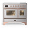 ILVE Majestic III 40-Inch Induction Range with 6 Induction Elements and Triple Glass Door Electric Oven in Stainless Steel with Copper Trim (UMDIB40NR3SSP)